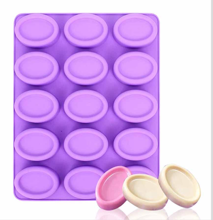 Silicone 15 Cavity Oval Shaped Handmade Flexible Soap Mold