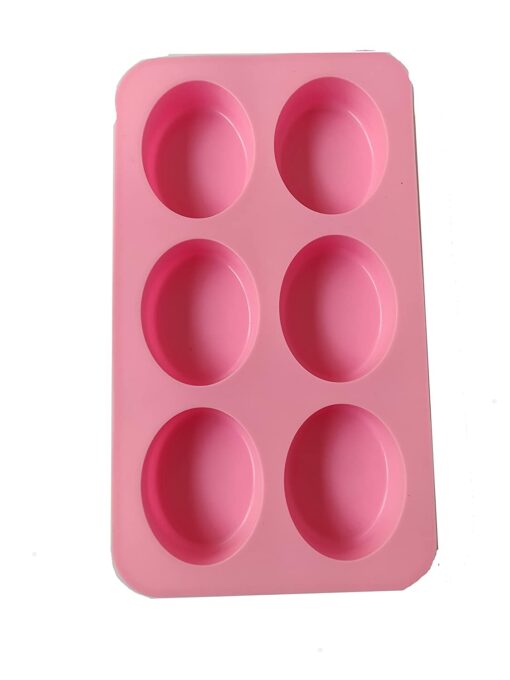 6 Cavity Oval 3D Silicone Soap Mold for DIY Handmade Soap Making