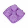 Silicone 4-Cavity Different Flowers Muffins Jelly Candle Mould Handmade Soap Mould, Multi-Color