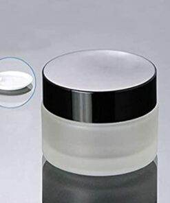 Frosted Glass jar with Black Cap and Plug
