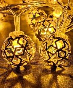 Golden Metal Star Ball String Indoor Decoration Lights