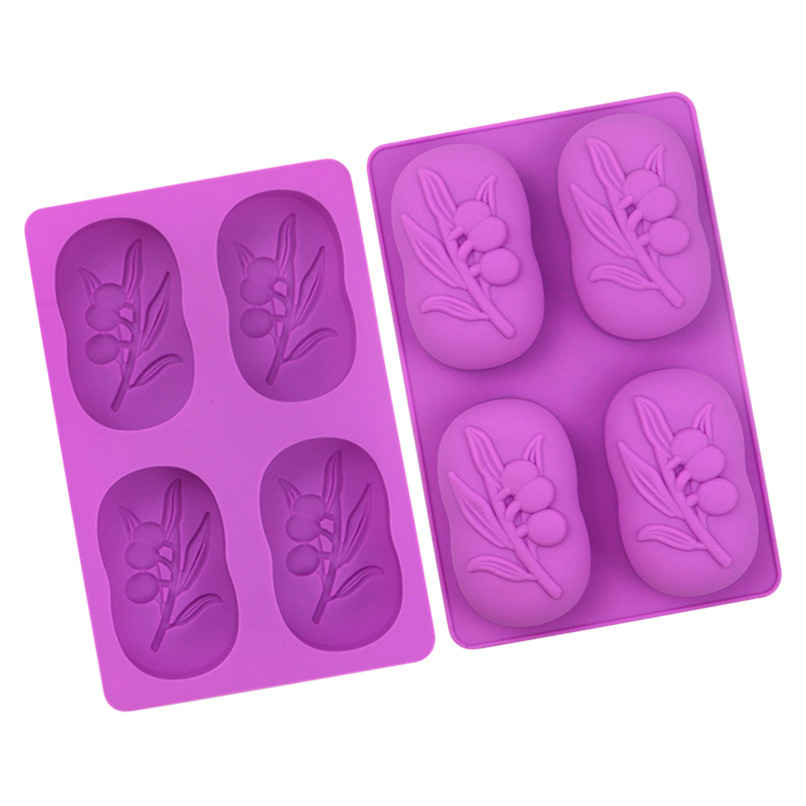 4 Cavity Olive Tree Lotion Bar Bath Soap Silicone Mold