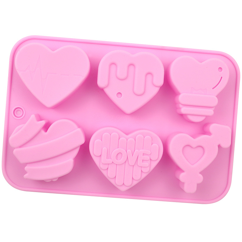 Vedini 6 Cavity different love silicone cake mold | JINDEAL INC