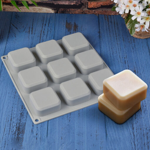 9 Cavity square soap silicone mold
