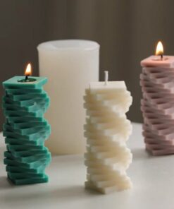 Rotating blocks art pillar candle mold