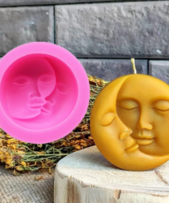 3D Sun Moon Face Soft Candle Mold