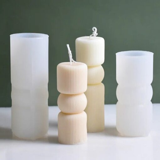 3D Stripe Silicone Cylinder Candle Mold