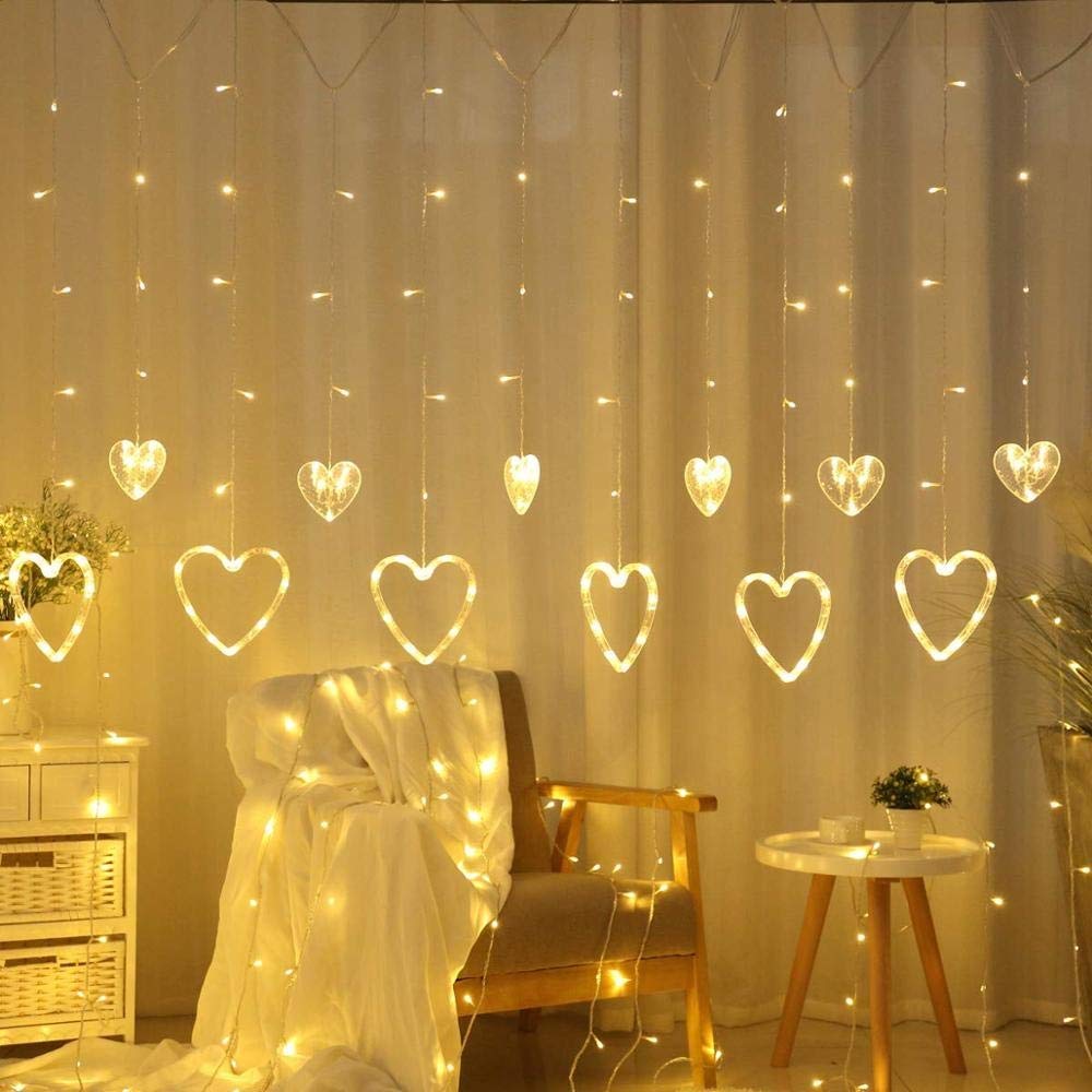 Vedini Purple Plastic Love Heart Led Light Curtain String Lights