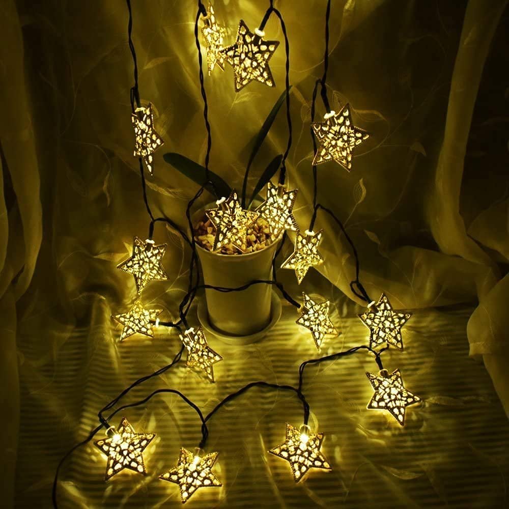 Galvanized Star String Lights 10 LED Hanging Fairy Light 5 Small 1