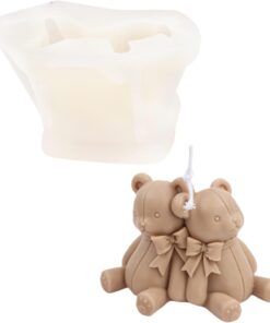 Teddy Couple Bow Candle Mold