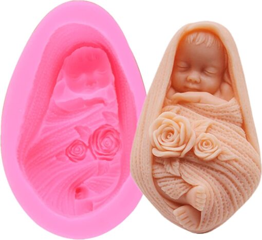 baby in shawl Silicone Fondant Mold