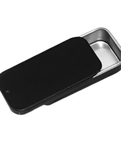 Vedini Black and Silver Metal Tin Containers with Slide Lids – Portable Storage Boxes for Lip Balm, Solid Perfume, Jewelry & Cosmetic Organizing