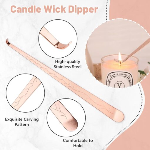 Using rose gold wick trimmer to trim candle wick for clean burn