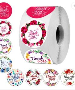 Vedini Floral Handmade with Love Stickers, 500 Round Adhesive Labels, Perfect for DIY Projects, Baking, Crafts & Gifts PM115