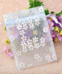 Vedini White Organza Pouch Bag 10pc (h- 14cm w- 9cm)