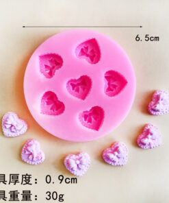 Vedini 6 Cavity Mini Heart cookie ice cream biscuits chocolate cake silicone mold JKB 5069