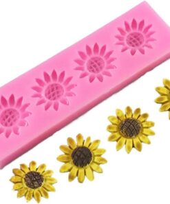 Vedini 4 Cavity Flower Fondant Mold I 3D Sunflower Shape Silicone Baking Mould I for Handmade DIY Jelly Cakes Dessert Candy Chocolate Pastry Polymer Soap Resin Candle Muffin Cupcake Décor  4946A