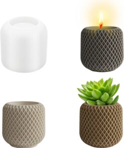 Vedini 3D Concrete Silicone Mould Vase, Epoxy Resin Candle Holder Molds, DIY Candle Making Molds, DIY Handmade Perfect Gifts 5053