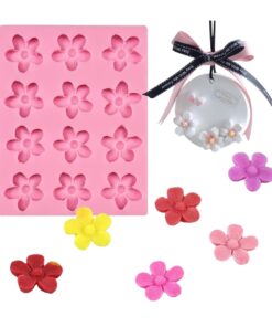 Vedini 12 Cavity Flower Fondant Molds Plum Cherry Blossom Cake Decoration Candle Decoration Mold Scented Wax Molds Handcrafted Silicone Candle Mold Decorated Resin Gypsum Clay Craft Silicone Mold 49107