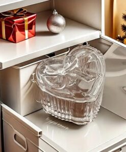 Vedini Heart Shaped Crystal Glass Jar with Diamond Lid – 100ml Decorative Empty Jar for Gifting, Candle Making, Return Favors, Cosmetic Storage