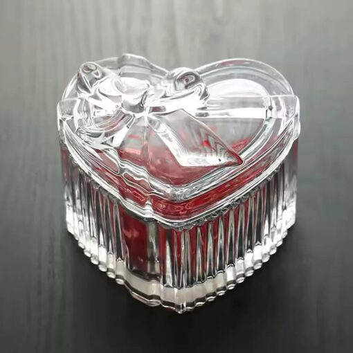 Vedini Heart Shaped Crystal Glass Jar with Diamond Lid – 100ml Decorative Empty Jar for Gifting, Candle Making, Return Favors, Cosmetic Storage