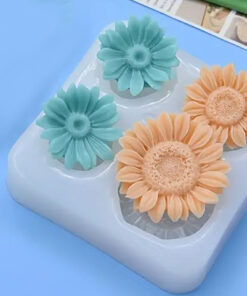 Vedini 4 Cavity Sunflower Silicone Mold Epoxy Resin Molds Fondant Cake Baking Mold for Kitchen for Bakery Home Floating Candle Mold  5122B