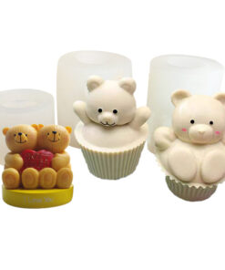 Vedini Paper cup bear teddy candle silicone mold JKB 5086