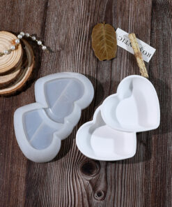Vedini Double Heart Bowl Silicone Mold | DIY Epoxy Resin, Cement, Jesmonite, Plaster Mold for Candle Holder, Jewelry Dish, Trinket Tray, Gift Making 5118