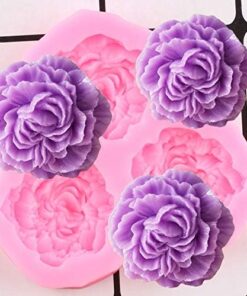 Vedini Peony Flower Shape Chocolate Mould - 3 Cavity I 3D DIY Fondant Silicone Candy Mold I Baking Tools for Cake Chocolate Candy Ice Jelly Soap I Cake Baking Moulds I Bakeware Molds 5382