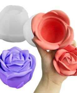 Vedini 3D Rose Box Mold with Lid, Flower Jar Bowl Resin Mold Silicone, Unique Candle Holder Container Storage Silicone Molds for Epoxy Resin, DIY Jewelry Trinket Holder Concrete Cement Craft Decor