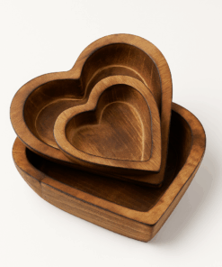 wooden heart shape bowl candle