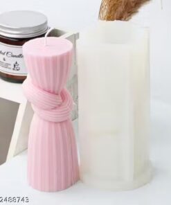 Vedini Pillar Knot Silicone Candle Mold – Elegant Vertical Twist Design J-1178