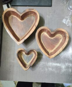 wooden candle soy wax bowl heart