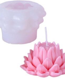 Vedini 3D Lotus Silicone Scented Candle Mold Flower Silicone Mold Aromatherapy Candle Molds for Candle Making Supplies Soap Molds Resin Molds Home Decor AI017 Floral Silicone Molds for Resin Epoxy Cement Gypsum (PACK OF 1) AI017
