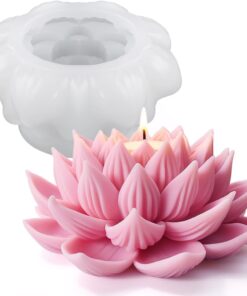 Vedini 3D Lotus Candle Mold Scented Candles Flower Silicone Mold Aromatherapy Candle Molds for Candle Making Supplies Soap Molds Resin Molds Home Decor Floral Silicone Molds for Resin Epoxy Cement Gypsum AI020