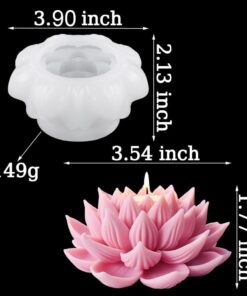Alternative view of Vedini 3D Lotus Candle Mold Scented Candles Flower Silicone Mold Aromatherapy Candle Molds for Candle Making Supplies Soap Molds Resin Molds Home Decor Floral Silicone Molds for Resin Epoxy Cement Gypsum AI020